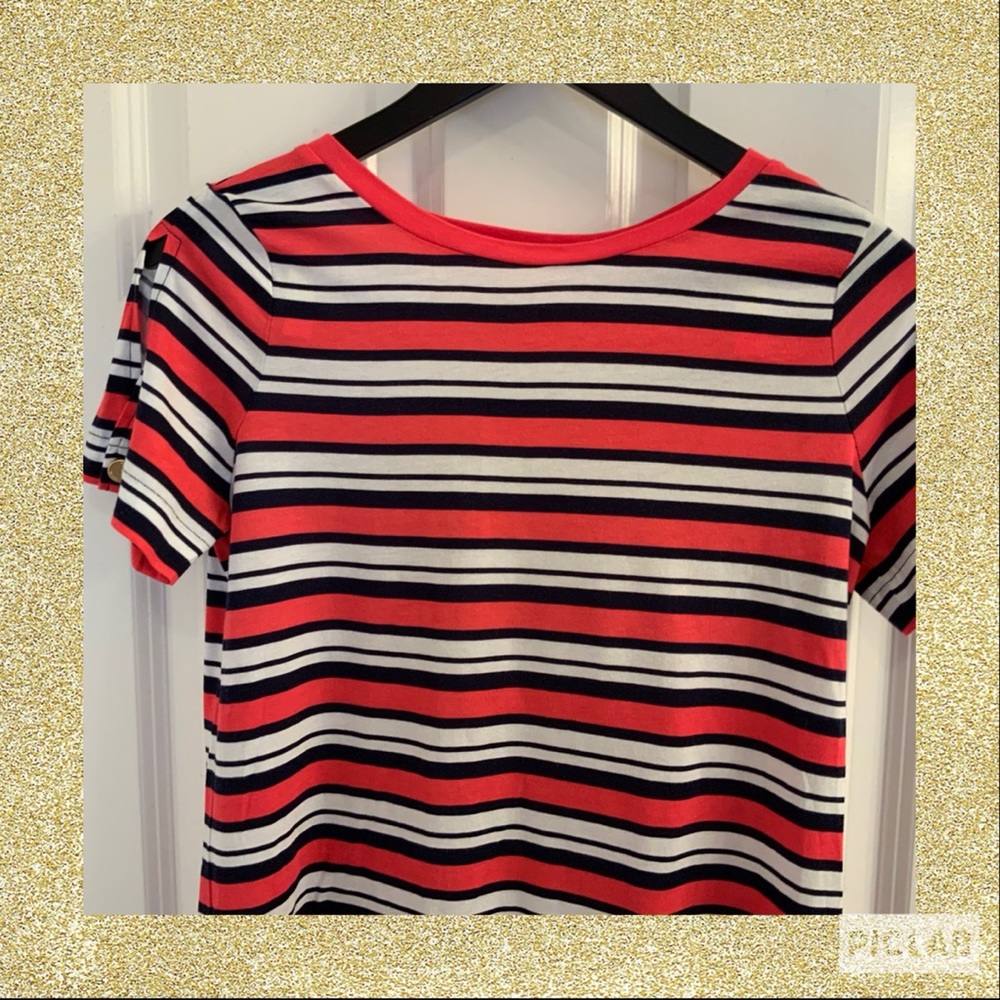 Michael Kors Striped T-Shirt NWT Small Geranium